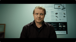 Demanding engineer giving Allsolve a suspicious look.