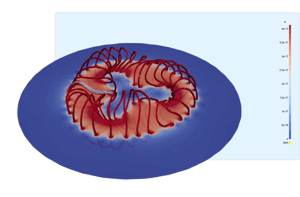 Visualization of a stellarator simulation